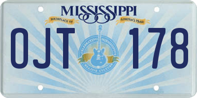 MS license plate OJT178