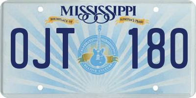 MS license plate OJT180