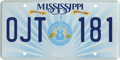 MS license plate OJT181