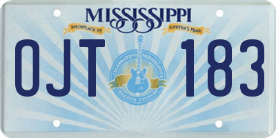 MS license plate OJT183