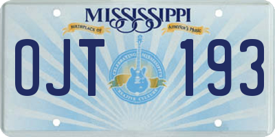 MS license plate OJT193