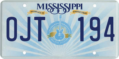 MS license plate OJT194