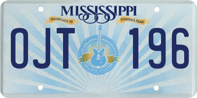 MS license plate OJT196