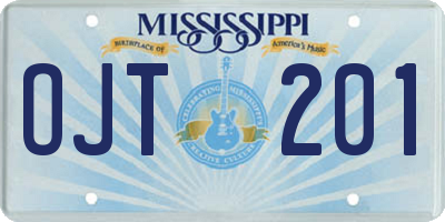 MS license plate OJT201