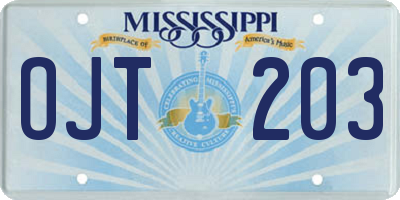 MS license plate OJT203