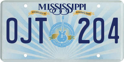 MS license plate OJT204