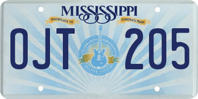 MS license plate OJT205