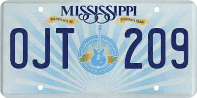 MS license plate OJT209