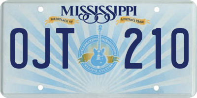 MS license plate OJT210