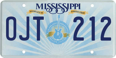 MS license plate OJT212