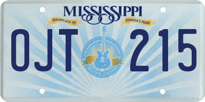 MS license plate OJT215
