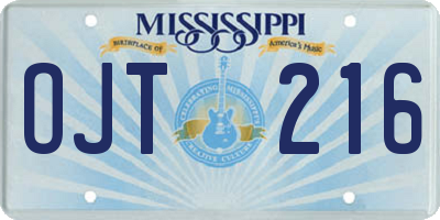 MS license plate OJT216