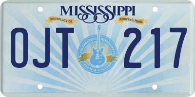 MS license plate OJT217