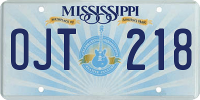 MS license plate OJT218