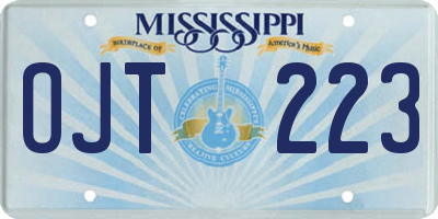 MS license plate OJT223