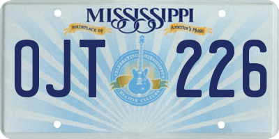 MS license plate OJT226