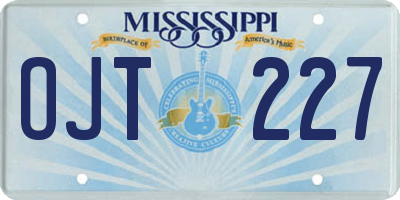 MS license plate OJT227