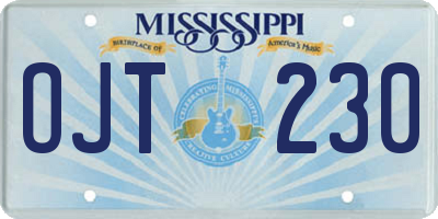 MS license plate OJT230