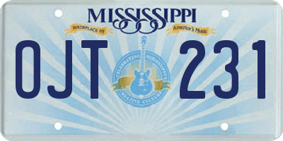 MS license plate OJT231