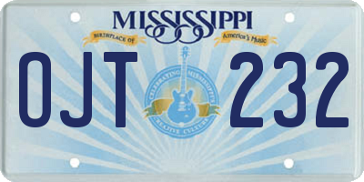 MS license plate OJT232