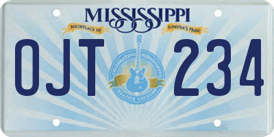 MS license plate OJT234