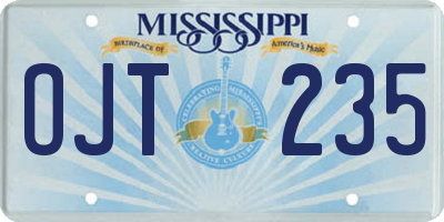 MS license plate OJT235