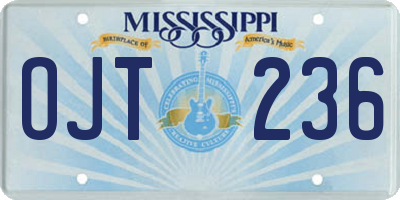 MS license plate OJT236