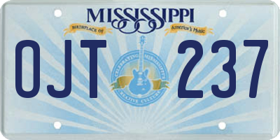 MS license plate OJT237