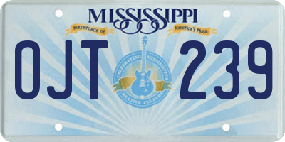 MS license plate OJT239
