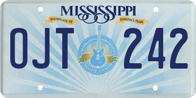 MS license plate OJT242