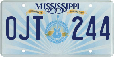 MS license plate OJT244