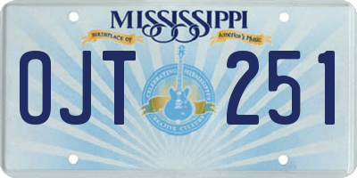 MS license plate OJT251
