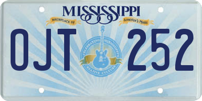 MS license plate OJT252