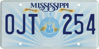 MS license plate OJT254