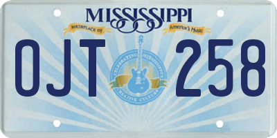 MS license plate OJT258