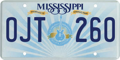 MS license plate OJT260