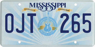 MS license plate OJT265