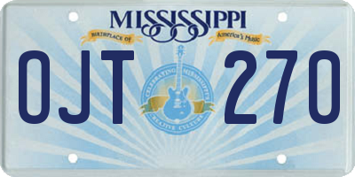 MS license plate OJT270