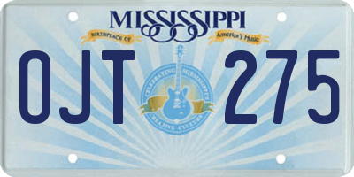 MS license plate OJT275