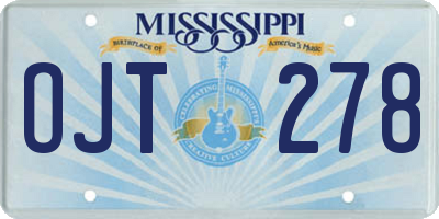 MS license plate OJT278
