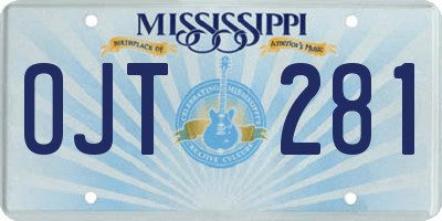MS license plate OJT281