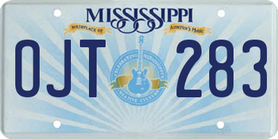 MS license plate OJT283