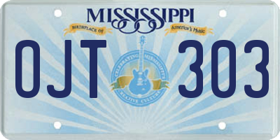 MS license plate OJT303