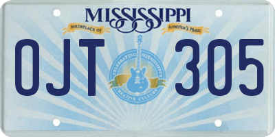 MS license plate OJT305