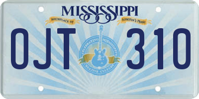 MS license plate OJT310