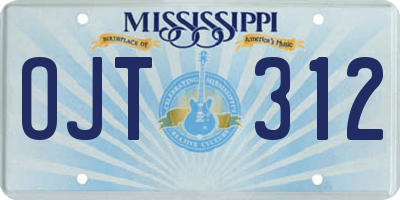 MS license plate OJT312