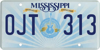 MS license plate OJT313
