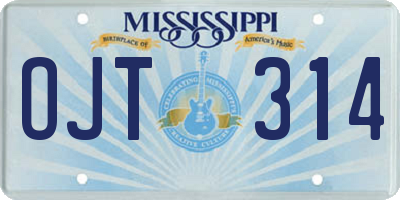 MS license plate OJT314