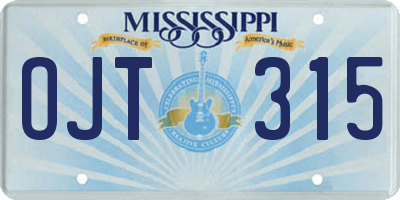 MS license plate OJT315