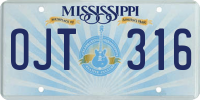 MS license plate OJT316